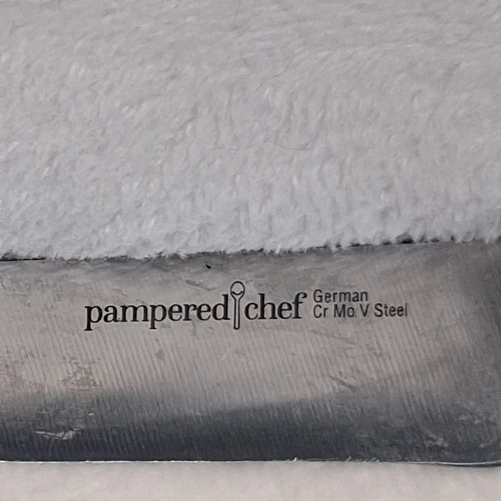 Pampered Chef (4) Steak Knives Dark Gray Handle German Steel